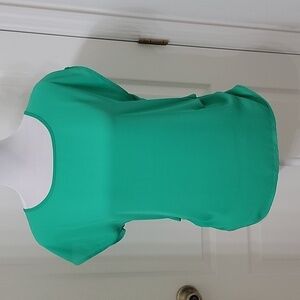 Mine Size S Green Ruched Side Cap Sleeve Blouse, Excellent Used Condition